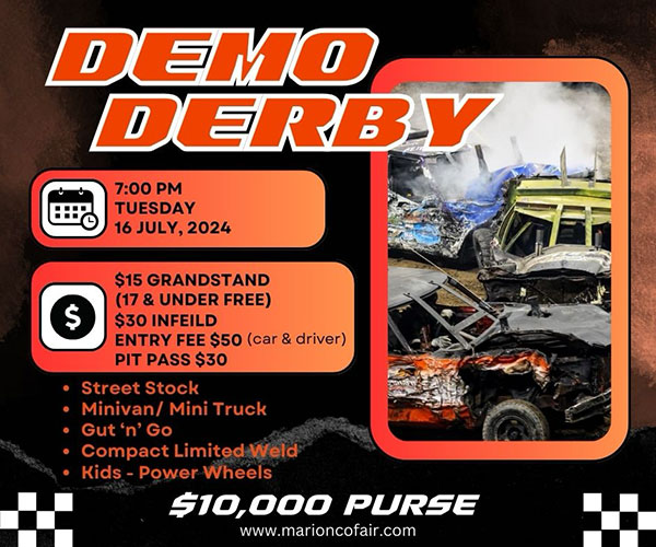 Demo Derby at the Marion County Fair on July 16, 2024